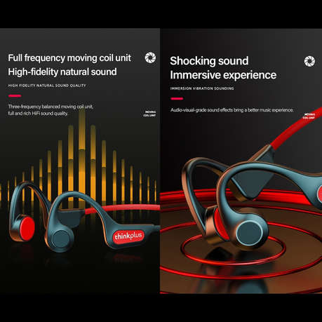 Lenovo- Thinkplus X3 Pro - Bone Conduction Wireless Headphones - Black