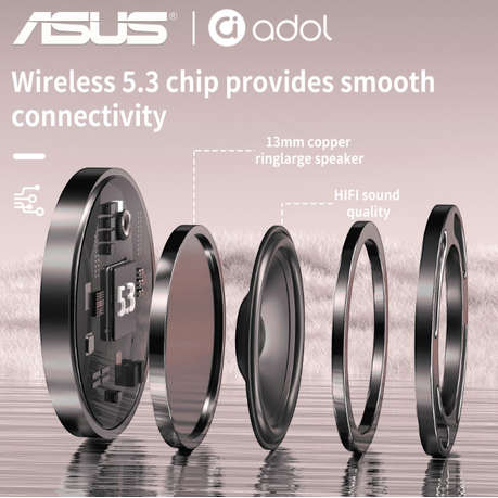 Asus - AS - 172 - Noise Cancelling Wireless Earbuds With Mic - White Orange