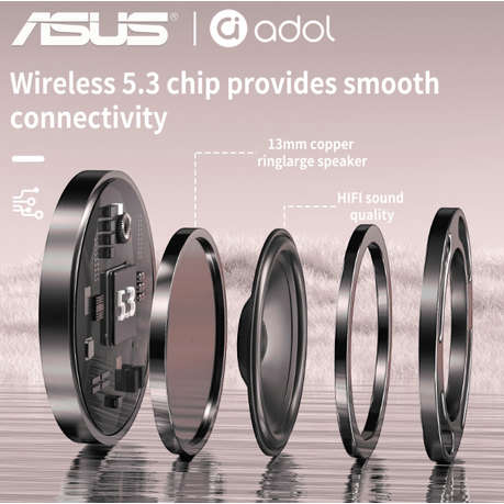 Asus - AS - 172 - Noise Cancelling Wireless Earbuds With Microphone - Black