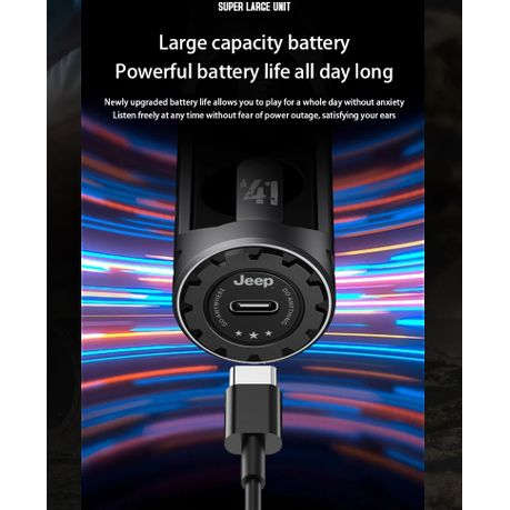 JEEP - EW002 - IPX5 Rated Bluetooth Earbuds With Hi-Fi Sound - Grey