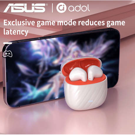 Asus - AS - 172 - Noise Cancelling Wireless Earbuds With Mic - White Orange