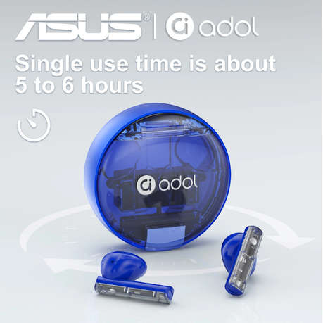 Asus - AS - TK - Semi-In-Ear Wireless Earbuds With Microphone - Blue
