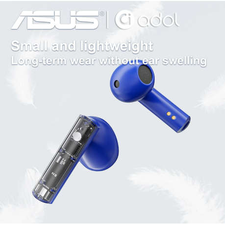 Asus - AS - TK - Semi-In-Ear Wireless Earbuds With Microphone - Blue