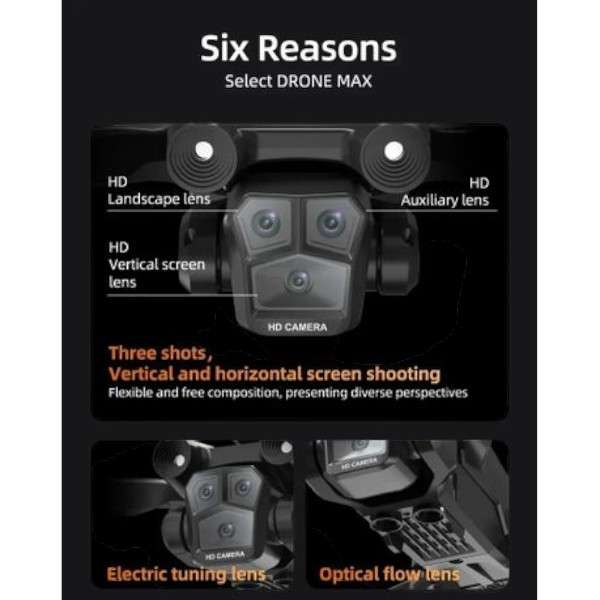 M4 - Triple Lens Drone With Optical Flow & Aerial Photography - Black