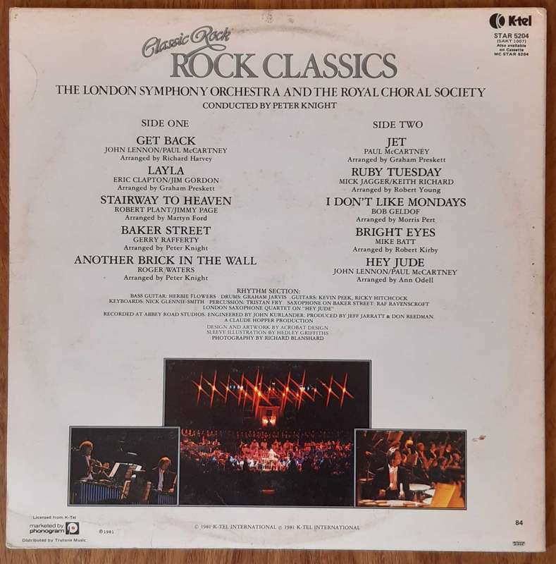 Classic Rock - Rock Classics London Symphony Orchestra - Vintage Vinyl LP