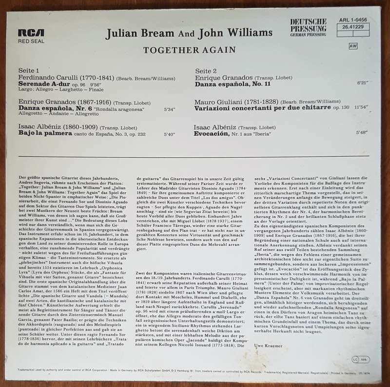 Together Again - Julian Bream & John Williams Vintage Vinyl LP Record