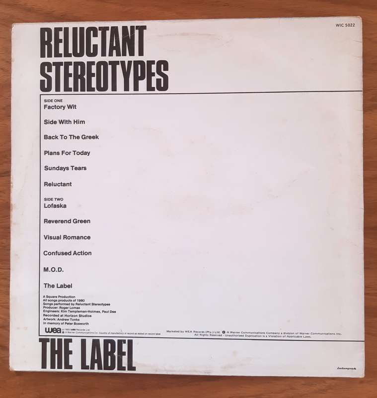Reluctant Stereotypes - The Label - Vintage Vinyl LP Record