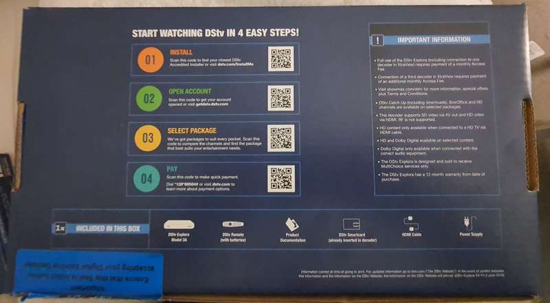 DSTV Explora 3A Decoder + DSTV WiFi Connector - Never Used Sealed