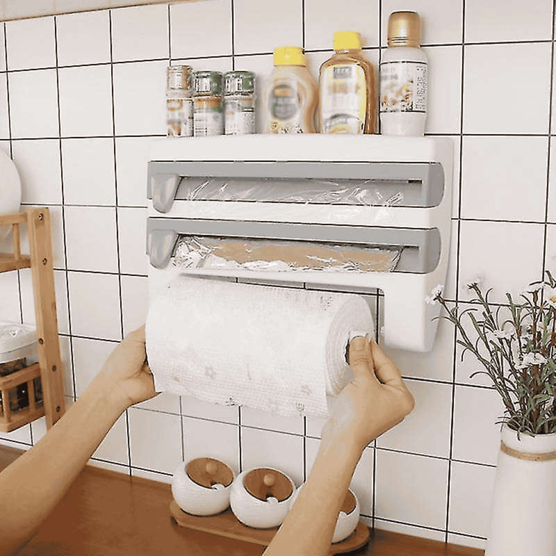 Wall Mount Paper Towel Holder and Foil Dispenser Storage Box