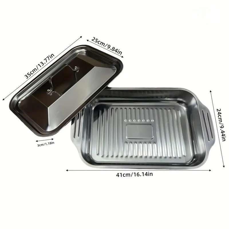 High-Quality Stainless Steel Roasting Dish with Lid  Versatile Bakeware for Oven Use (2Pack)