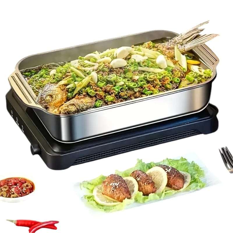 High-Quality Stainless Steel Roasting Dish with Lid  Versatile Bakeware for Oven Use (2Pack)