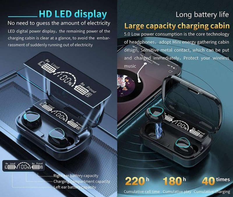 Wireless Headphones & Earbuds Combo-BLUE
