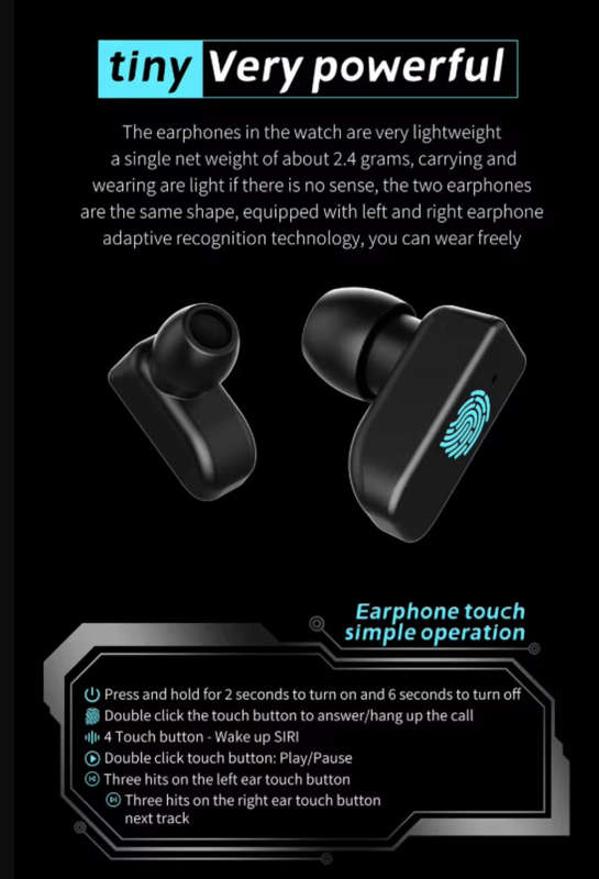 Gt5 Buds 1.45 Inch Smart Watch With Headphones Ip67 Waterproof Sports Call 2 in 1.