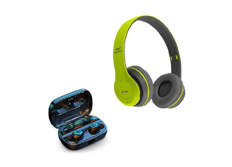 Wireless Headphones & Earbuds Combo-GREEN