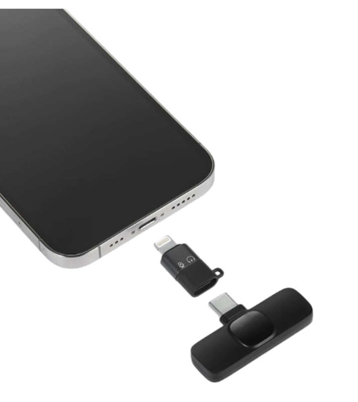K9 Dual Wireless Microphones with Type-C Receiver + Lightning Adapter.