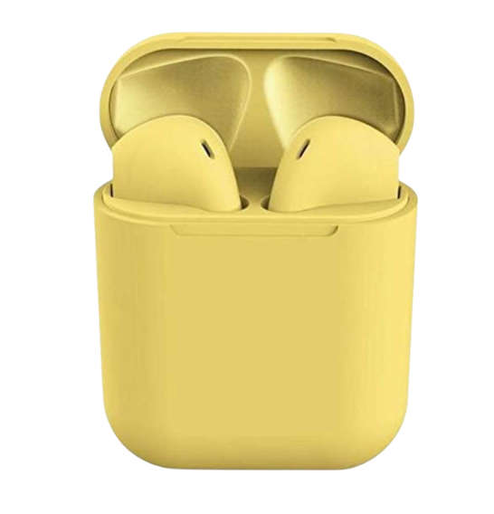 i12 TWS Wireless Bluetooth Ear Pods with Charging Box - YELLOW