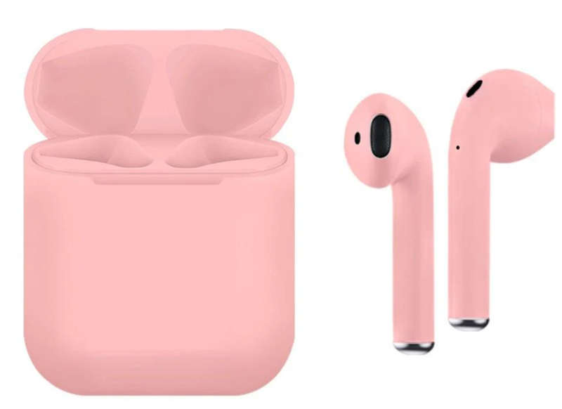 i12 TWS Wireless Bluetooth Ear Pods with Charging Box-PINK