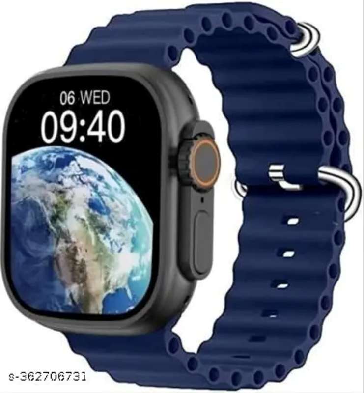 New T800 Ultra Watch with Advanced Bluetooth Calling, ocean strap Smartwatch (Black Strap, Free)