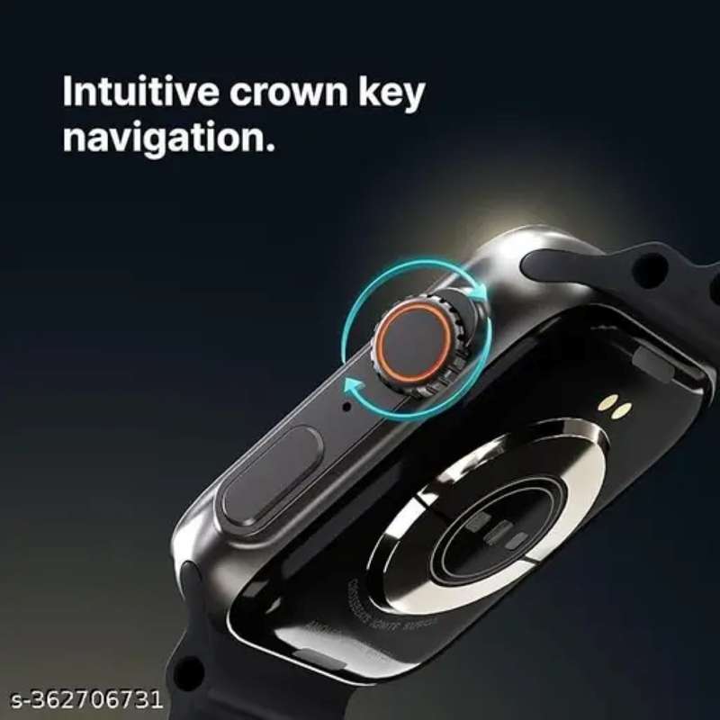 New T800 Ultra Watch with Advanced Bluetooth Calling, ocean strap Smartwatch (Black Strap, Free)