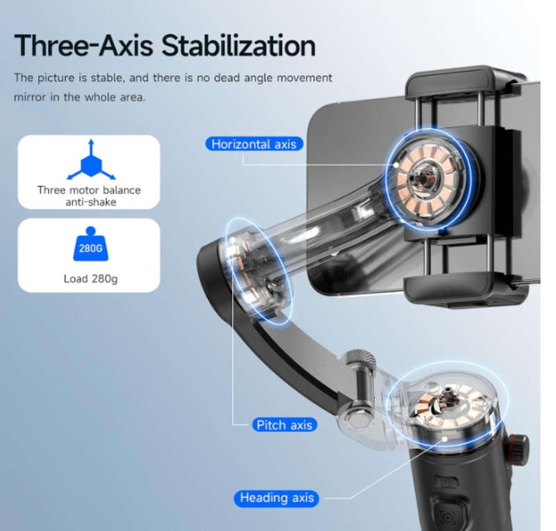 Handheld 3-Axis Gimbal Stabilizer for Phone Vlog Gimbal -shake with Detachable Remote Control