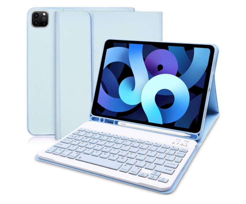 Generation Keyboard Case AND Detachable Wireless Keyboard with Pencil Holder-Blue