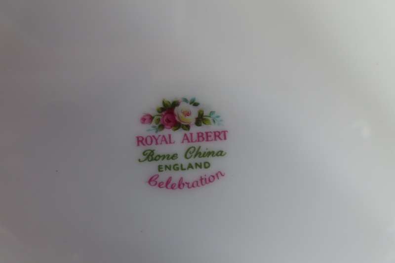 Royal Albert Celebration Large Cake Plate, Tea Milk Jug & Tea Sugar Bowl.