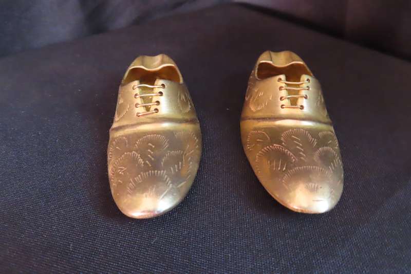 Brass Etched Vintage Shoe Ash Trays x 2