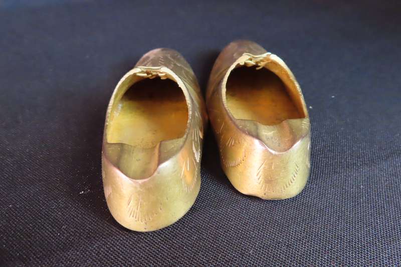 Brass Etched Vintage Shoe Ash Trays x 2