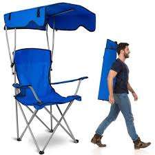 Foldable camping chair with canopy