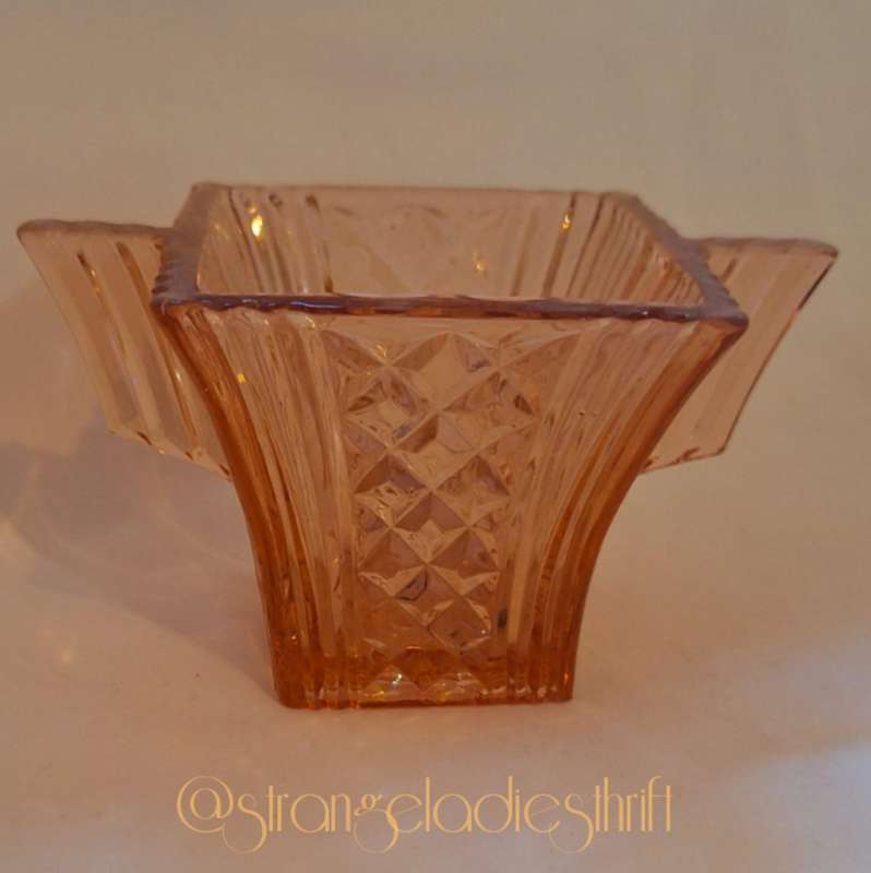 Libochvice Art Deco Pink Glass Sugar Bowl