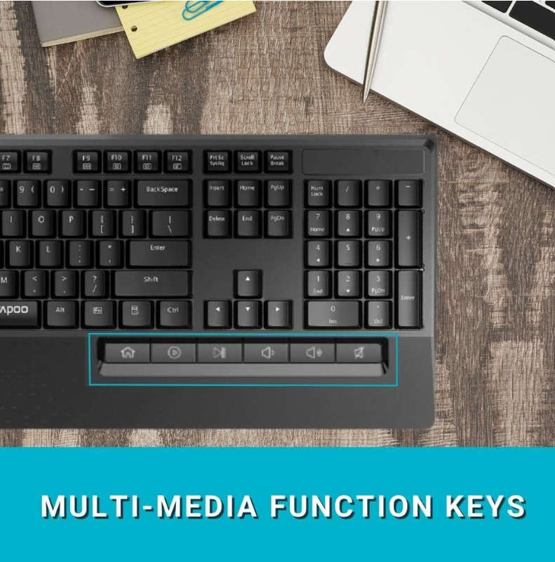 Rapoo Pro Keyboard & Mouse Wireless Combo + Rapoo Deluxe GP36651 Mouse Pad Bundle - Promo