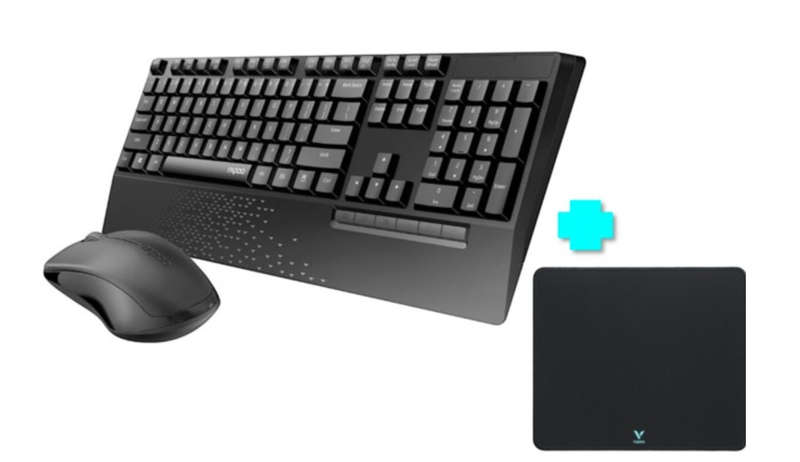 Rapoo Pro Keyboard & Mouse Wireless Combo + Rapoo Deluxe GP36651 Mouse Pad Bundle - Promo