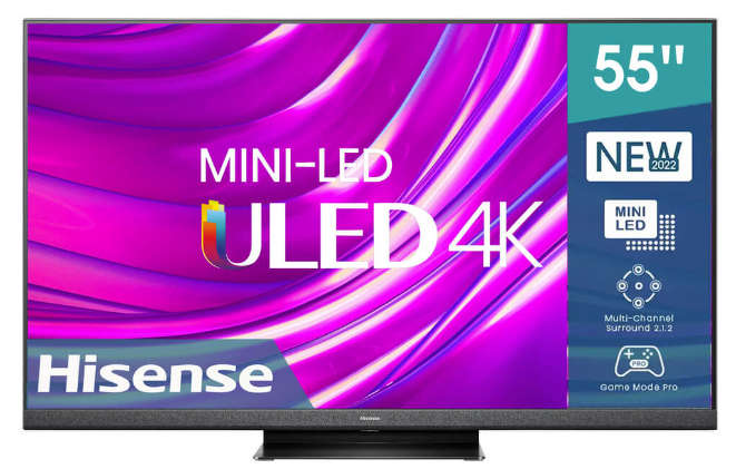HISENSE U8H 55'' 4K ULED Smart TV with Quantum Dot Colour, Game Mode Pro, Multi-Channel