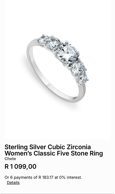 5 stone chete Ring 925 silver sterling