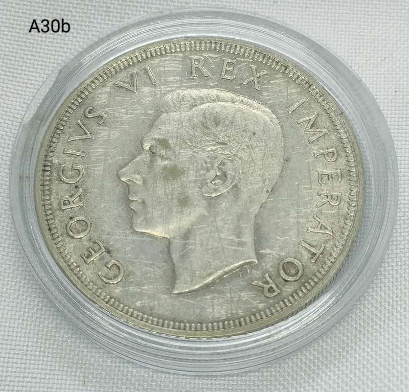 1947 Union of SA Crown - 5 shillings - .800 silver - in capsule
