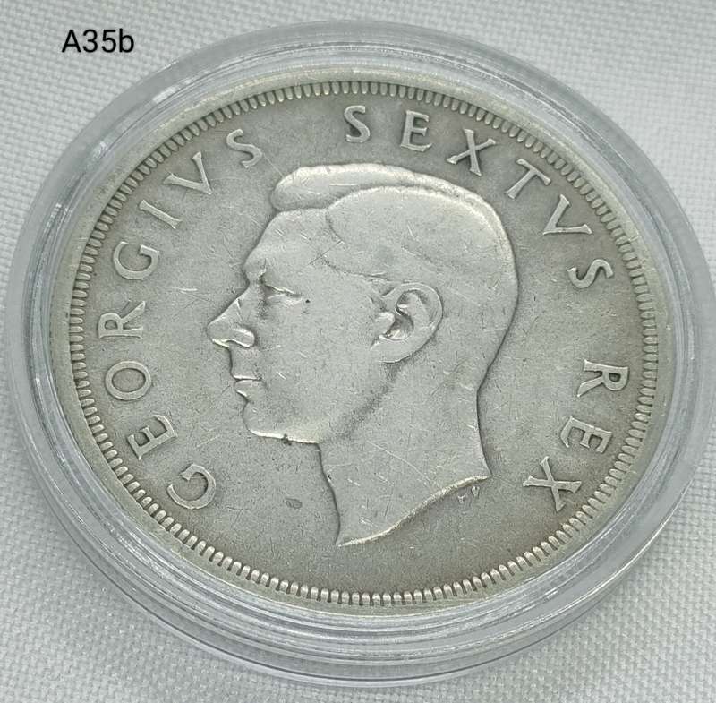 1949 Union of SA Crown - 5 shillings - .800 silver - in capsule