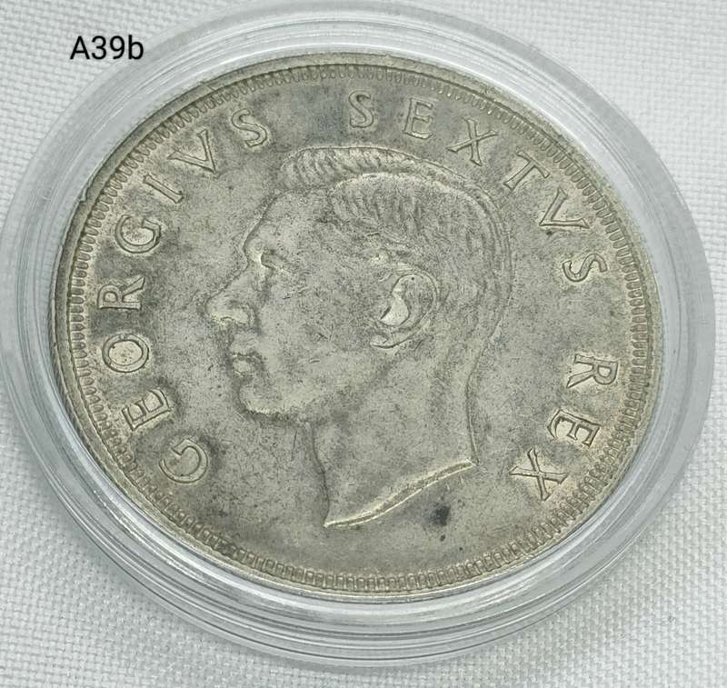 1950 Union of SA Crown - 5 shillings - .800 silver - in capsule