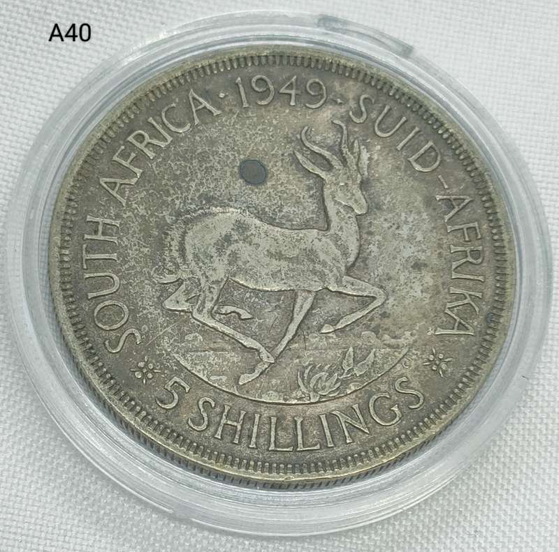 1949 Union of SA Crown - 5 shillings - .800 silver - in capsule