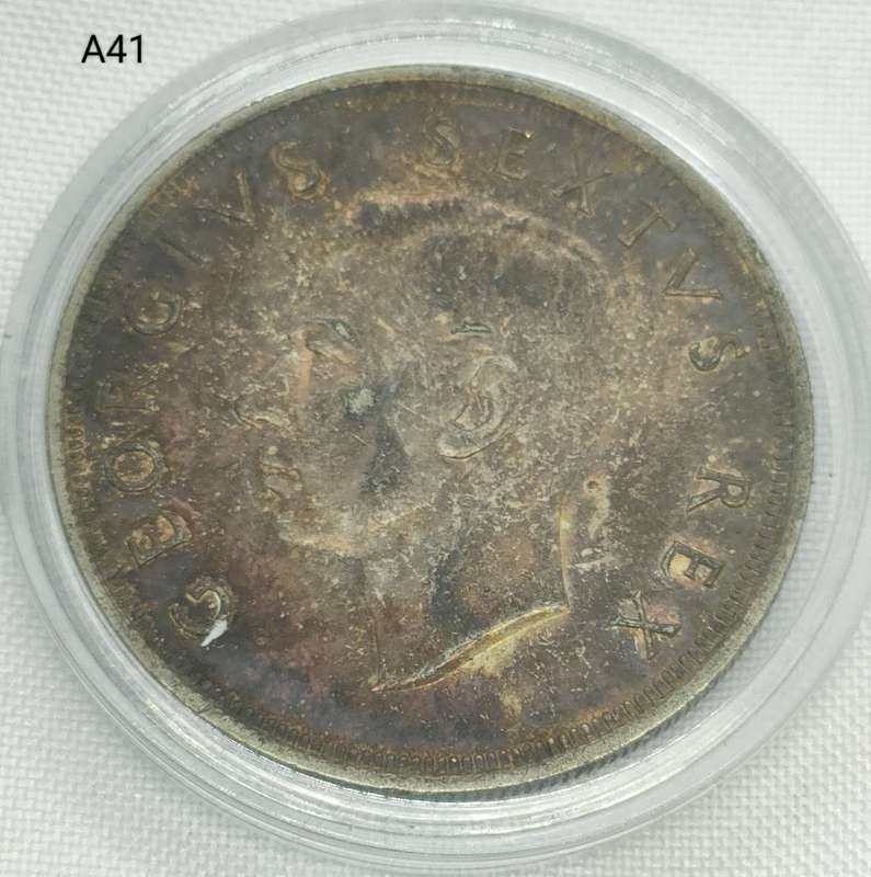 1949 Union of SA Crown - 5 shillings - .800 silver - in capsule