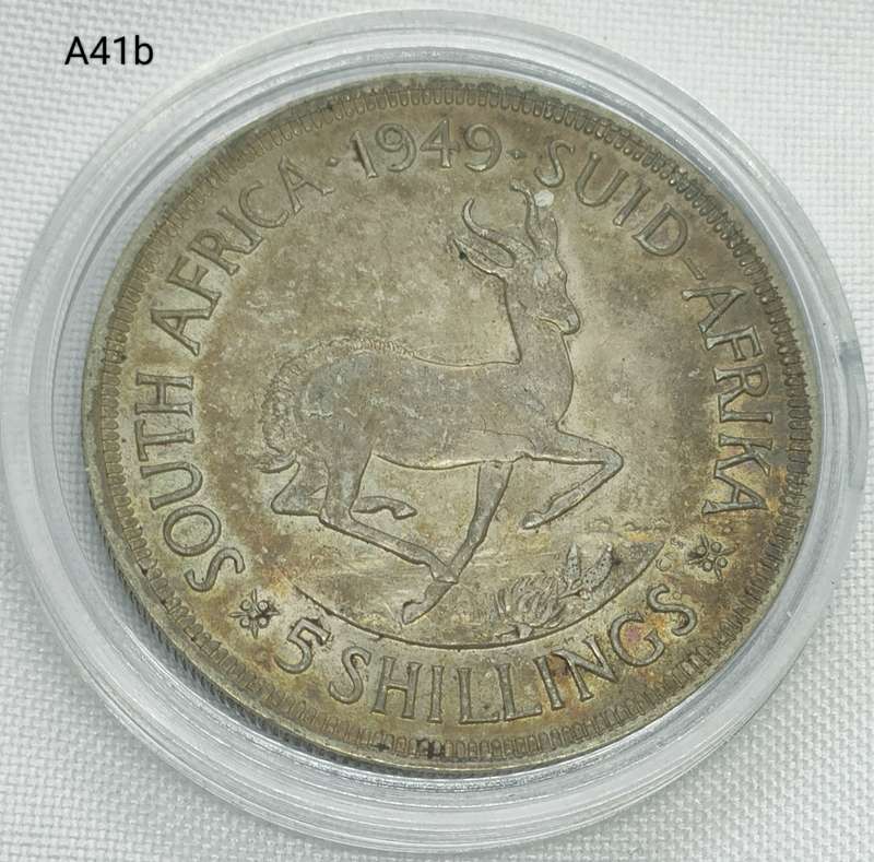 1949 Union of SA Crown - 5 shillings - .800 silver - in capsule