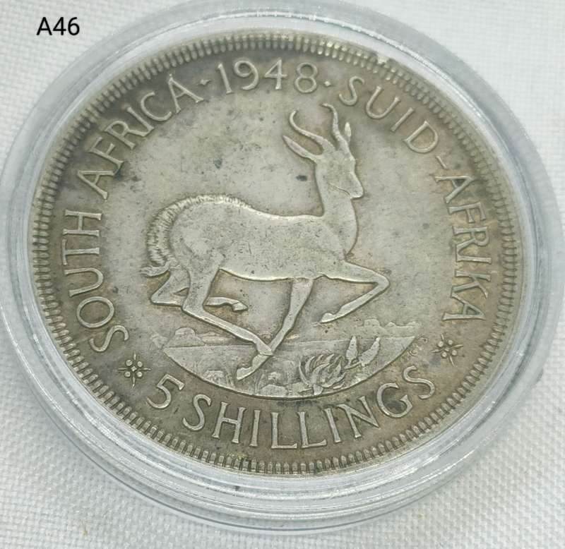 1948 Union of SA Crown - 5 shillings - .800 silver - in capsule