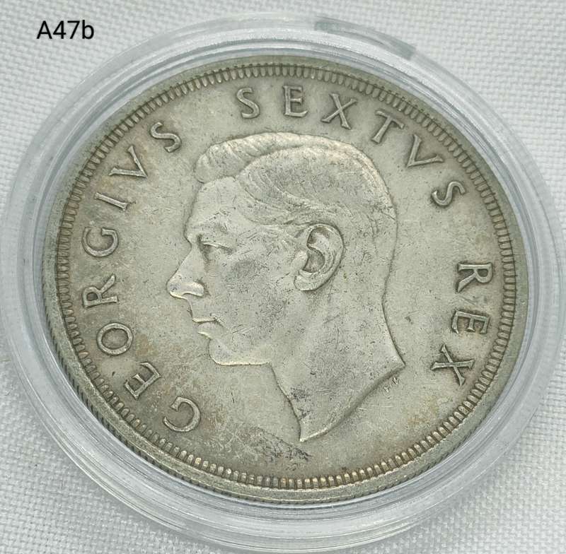 1949 Union of SA Crown - 5 shillings - .800 silver - in capsule