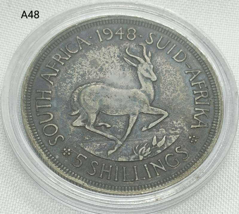 1948 Union of SA Crown - 5 shillings - .800 silver - in capsule
