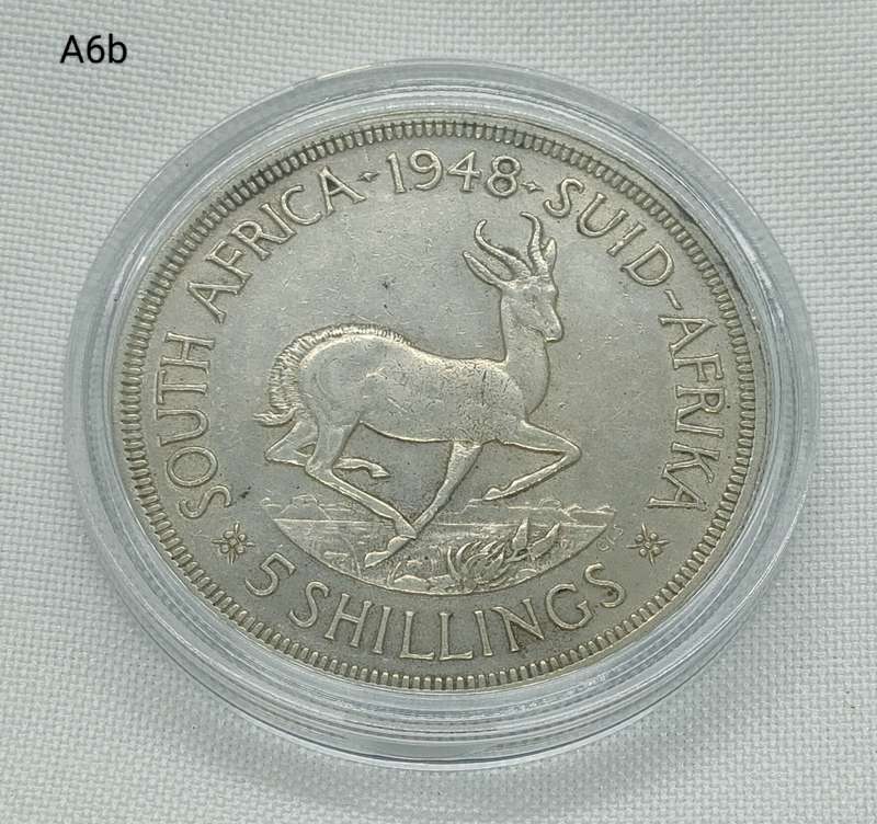 1948 Crown Union of South Africa - 5 shillings - .800 silver - in capsule