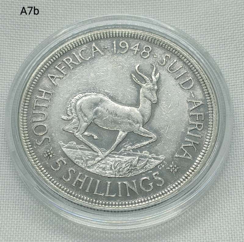 1948 Crown Union of South Africa - 5 shillings - .800 silver - in capsule