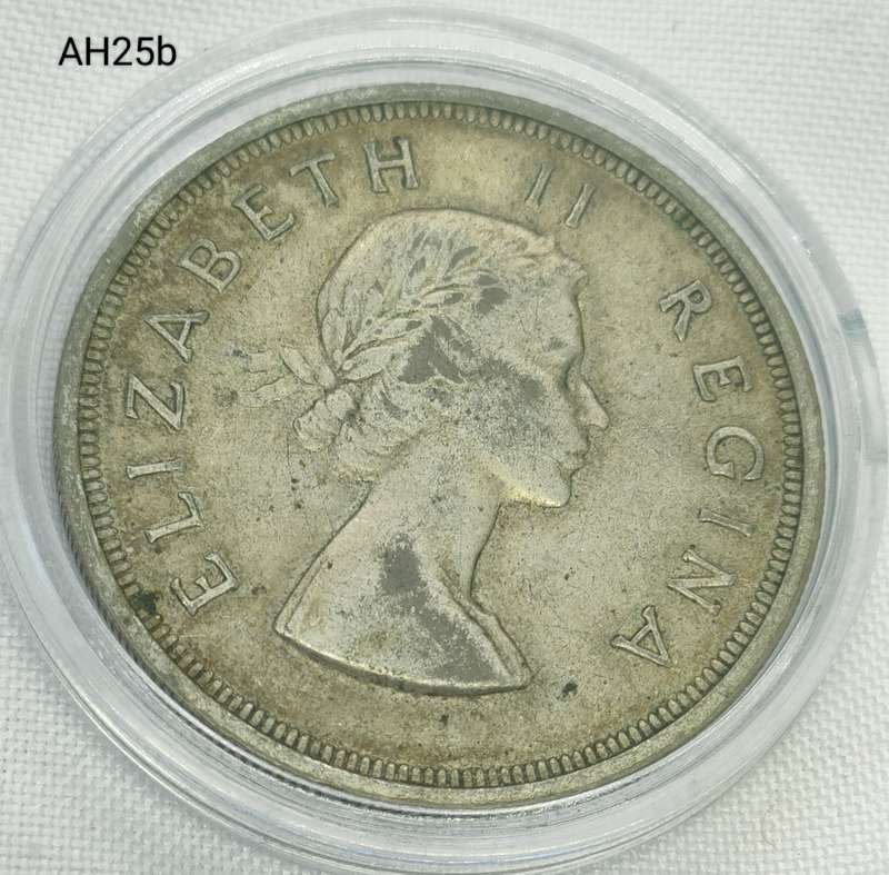 1956 Union of SA crown - 5 shillings - .500 silver - in capsule