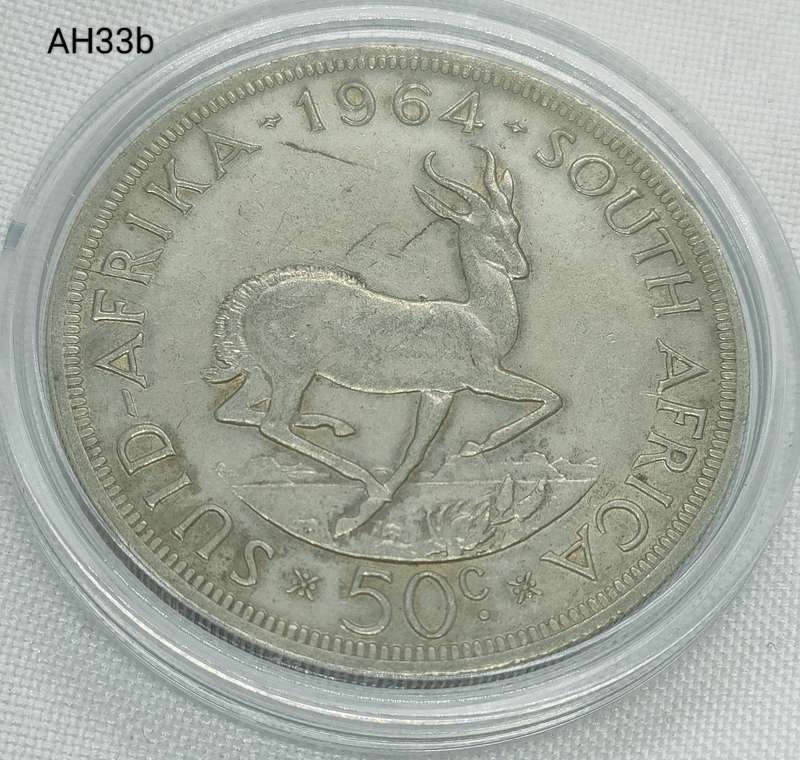 1964 Republic of SA crown - 50c - .500 silver - in capsule