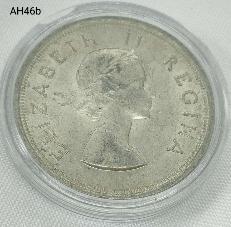 1953 Union of SA crown - 5 shillings - .500 silver - in capsule