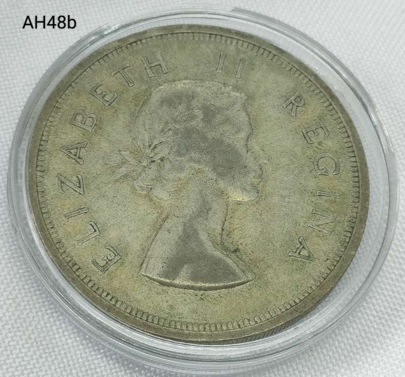 1958 Union of SA crown - 5 shillings - .500 silver - in capsule