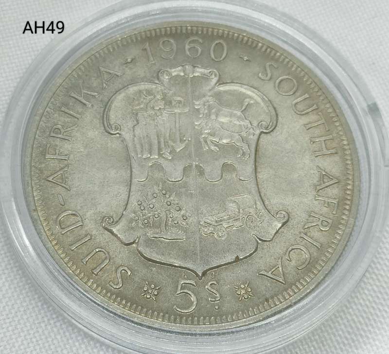 1960 Union of SA crown - 5 shillings - .500 silver - in capsule